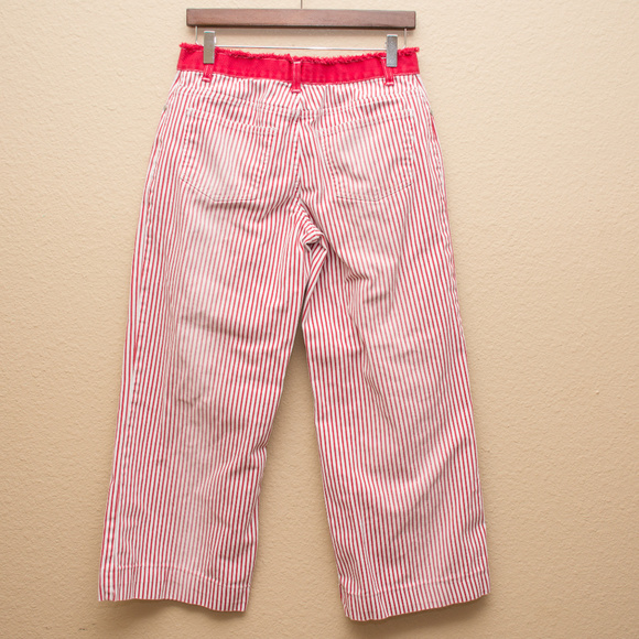 No Boundaries Red Pin Stripe Wide Leg Crop Pants - Picture 7 of 7